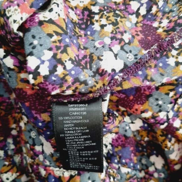XXI FOREVER 21 Button Down Ditsy Floral Ruffle Detail Blouse Top Colorful Sz S - Picture 15 of 15